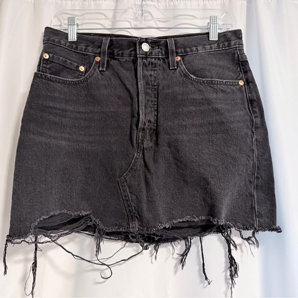 Levi's Dresses & Skirts - Levi’s Black Denim Distressed Mini Skirt Size 28